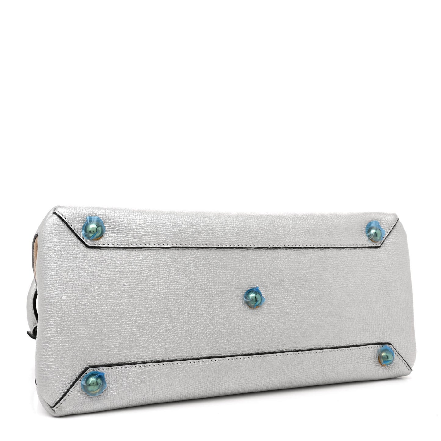 Metallic Grainy Calfskin House Check Medium Banner Tote Silver