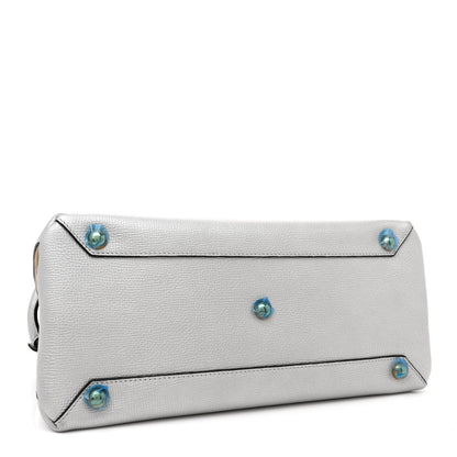 Burberry Metallic Grainy Calfskin House Check Medium Banner Tote Silver 4 of 13