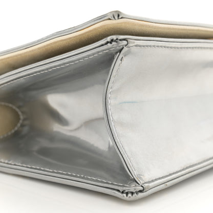 Christian Dior Metallic Patent Studded Small Diorama Flap Bag Silver 8 of 16