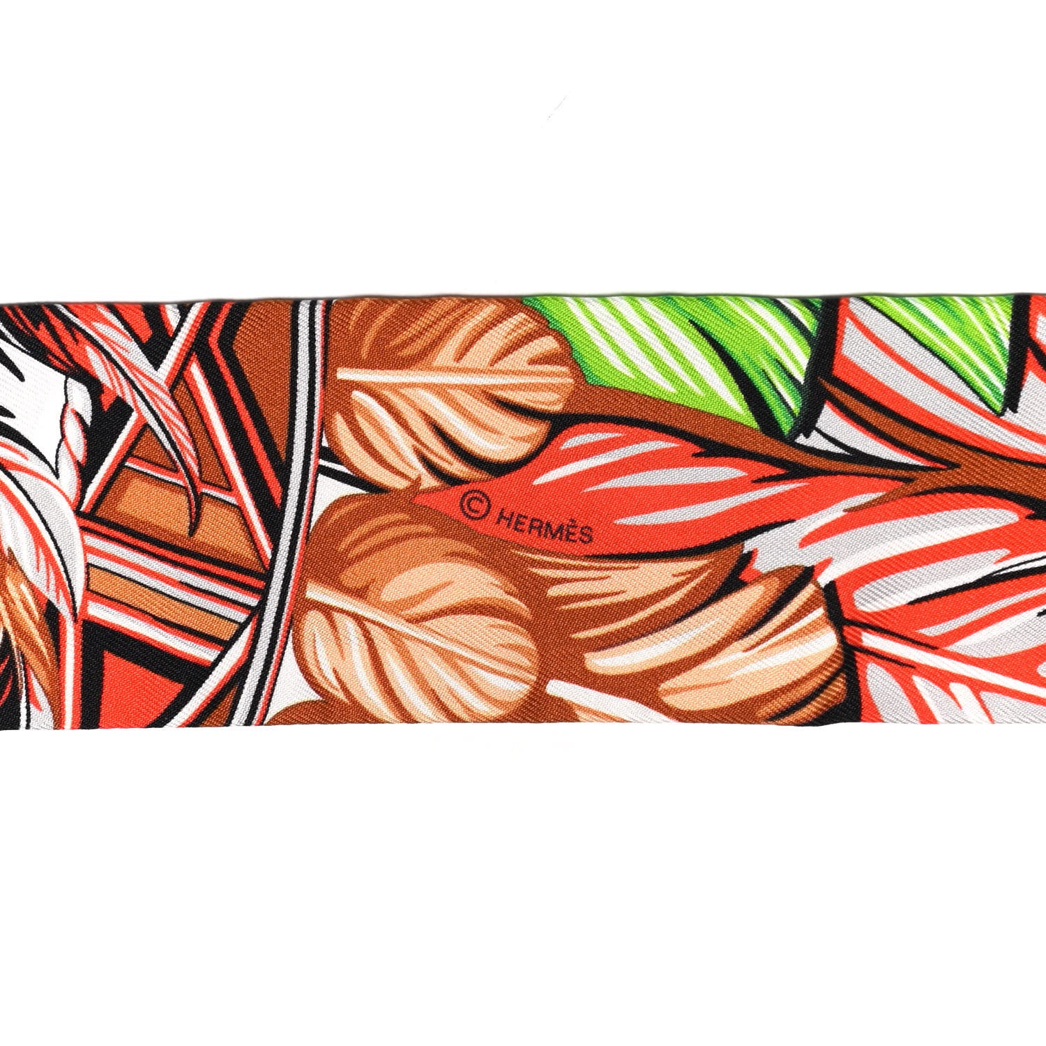 Hermes Silk La Danse Pacifique Twilly Vert Vif Corail 3 of 4