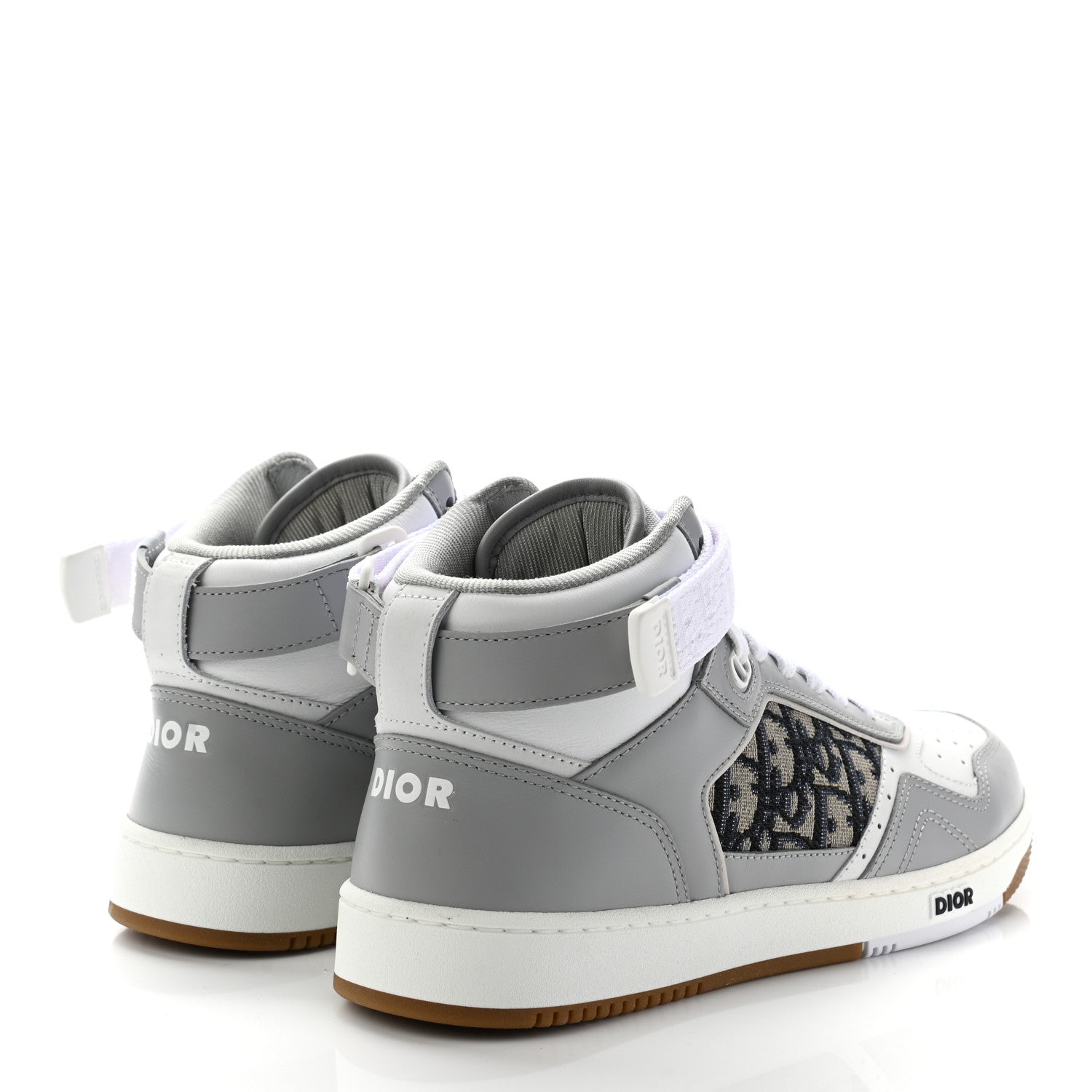 Christian Dior Smooth Calfskin Jacquard Oblique Mens B27 Mid Top Sneakers 40 Beige Blue 4 of 11