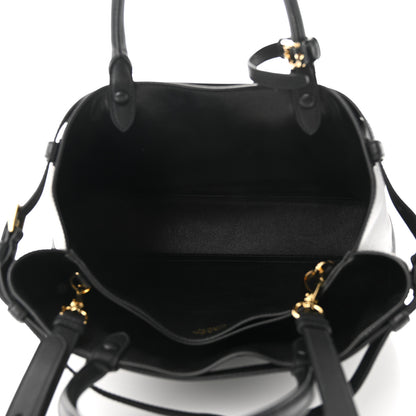 Prada Soft Grain Calfskin Medium Double Belt Tote Black 5 of 9