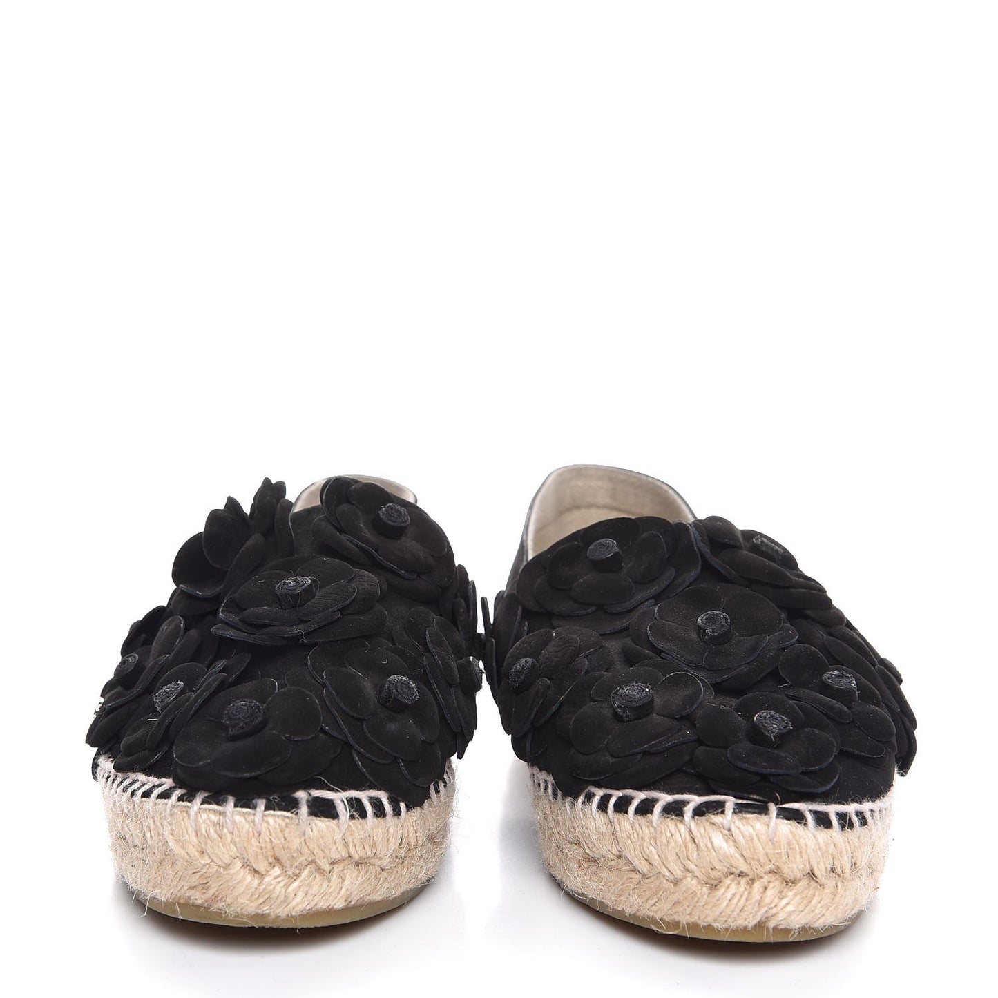 Suede Camellia CC Espadrilles 38 Black