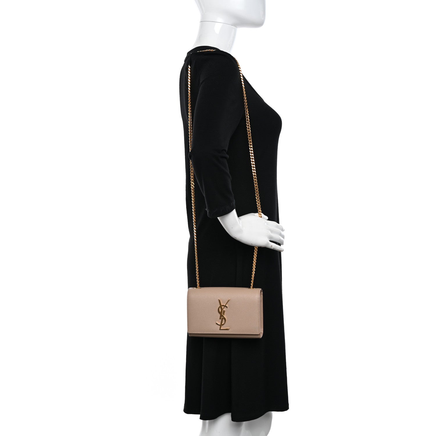 Saint Laurent Grain De Poudre Small Monogram Kate Satchel Nude Powder 2 of 10