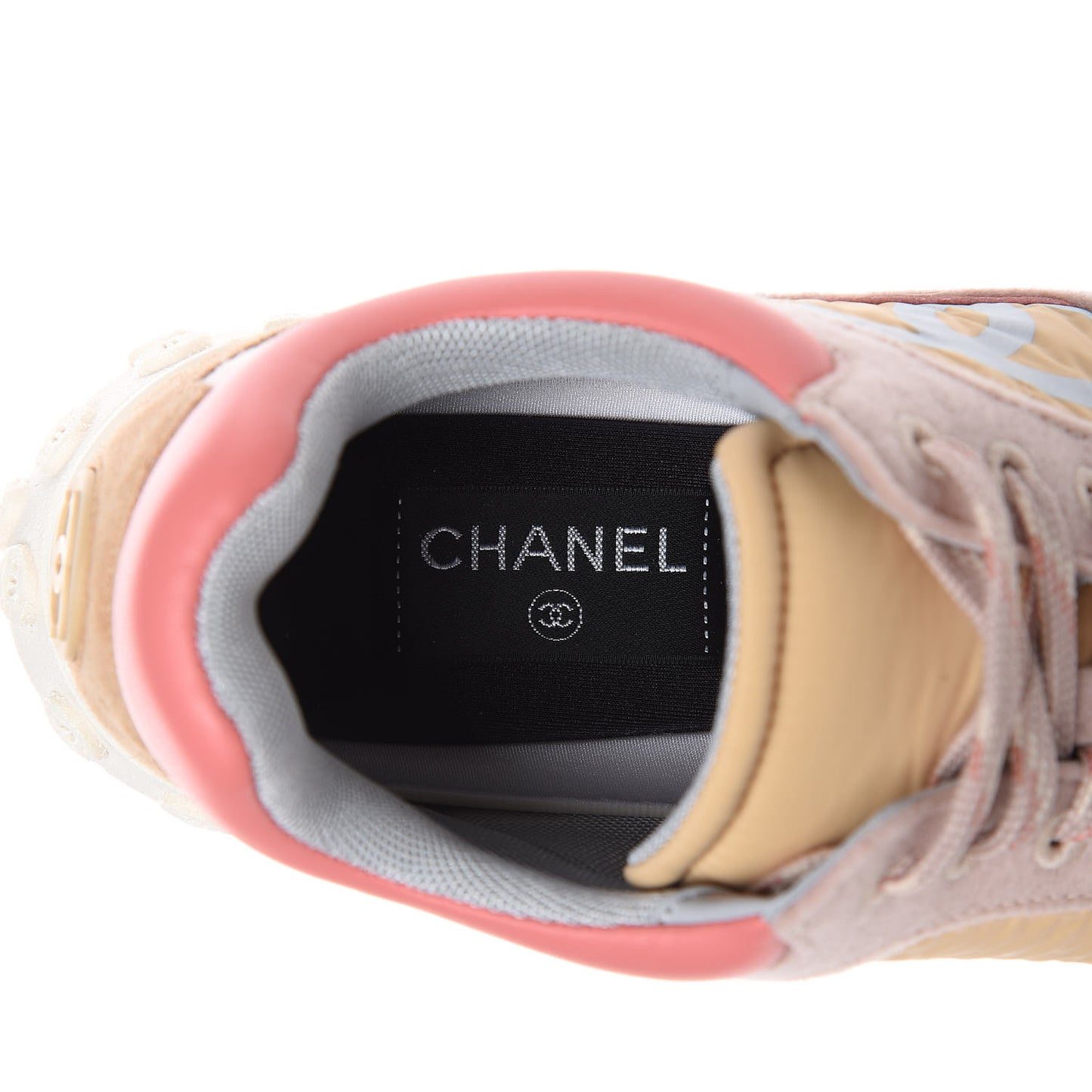 Wool Nylon Lambskin Suede Calfskin Womens Logo Sneakers 38.5 Beige Pink