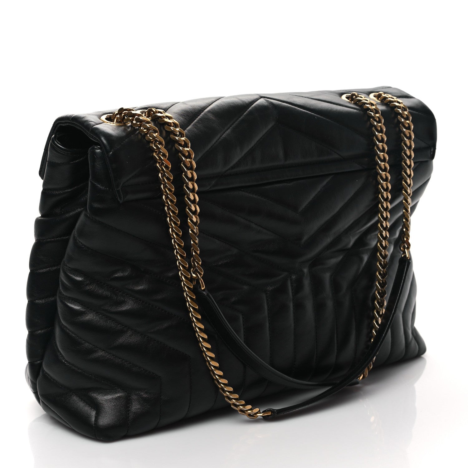 Saint Laurent Calfskin Y Quilted Monogram Large Loulou Chain Satchel Black 3 of 12