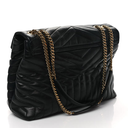 Saint Laurent Calfskin Y Quilted Monogram Large Loulou Chain Satchel Black 3 of 12