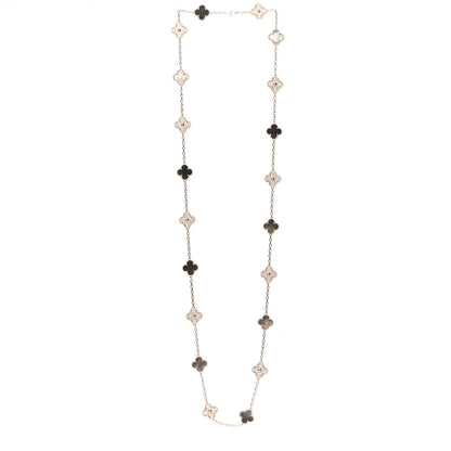 Van Cleef & Arpels 18K Rose Gold Diamond Gray Mother of Pearl 20 Motifs Vintage Alhambra Necklace 2 of 7