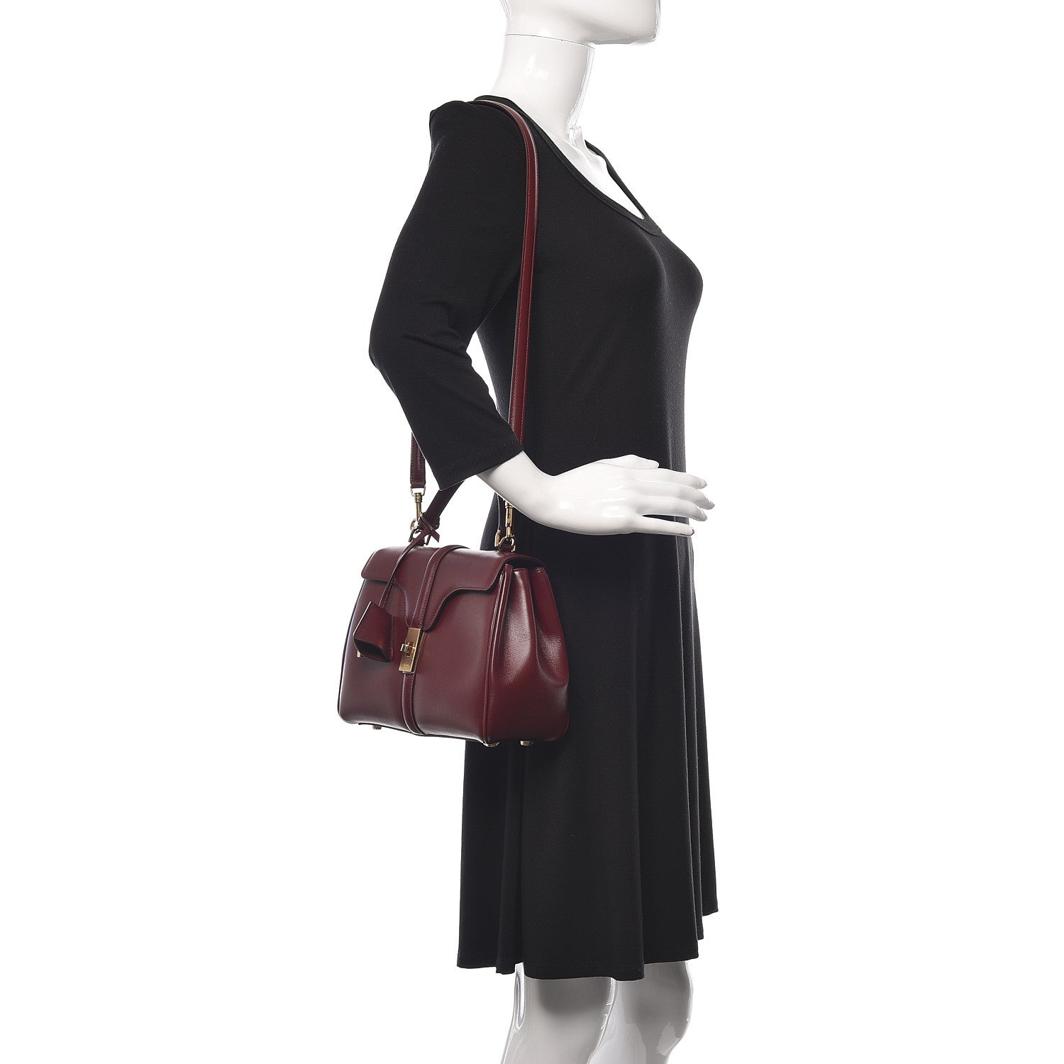 Celine Satinated Calfskin Small 16 Top Handle Bag Light Burgundy 2 of 12