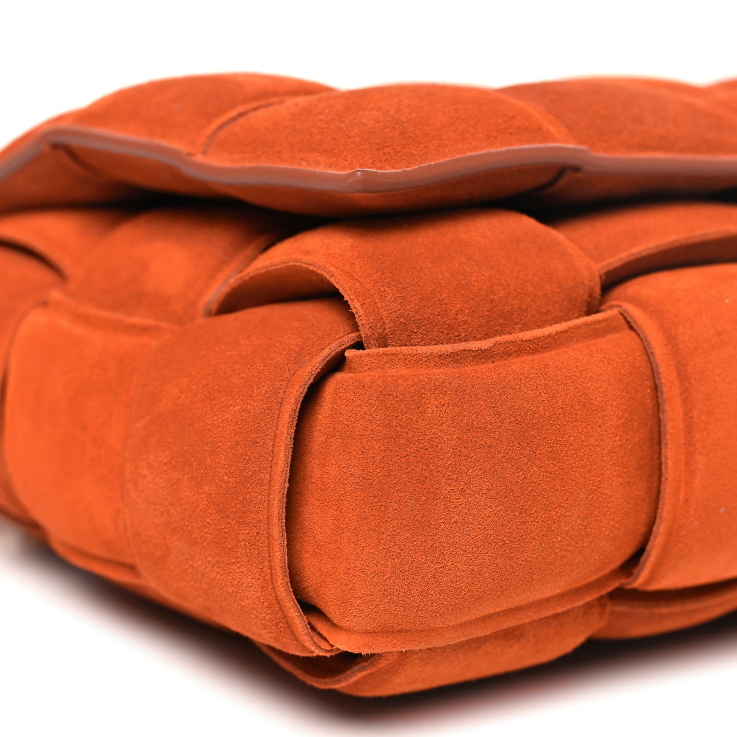 Suede Maxi Intrecciato Padded Chain Cassette Crossbody Bag Maple