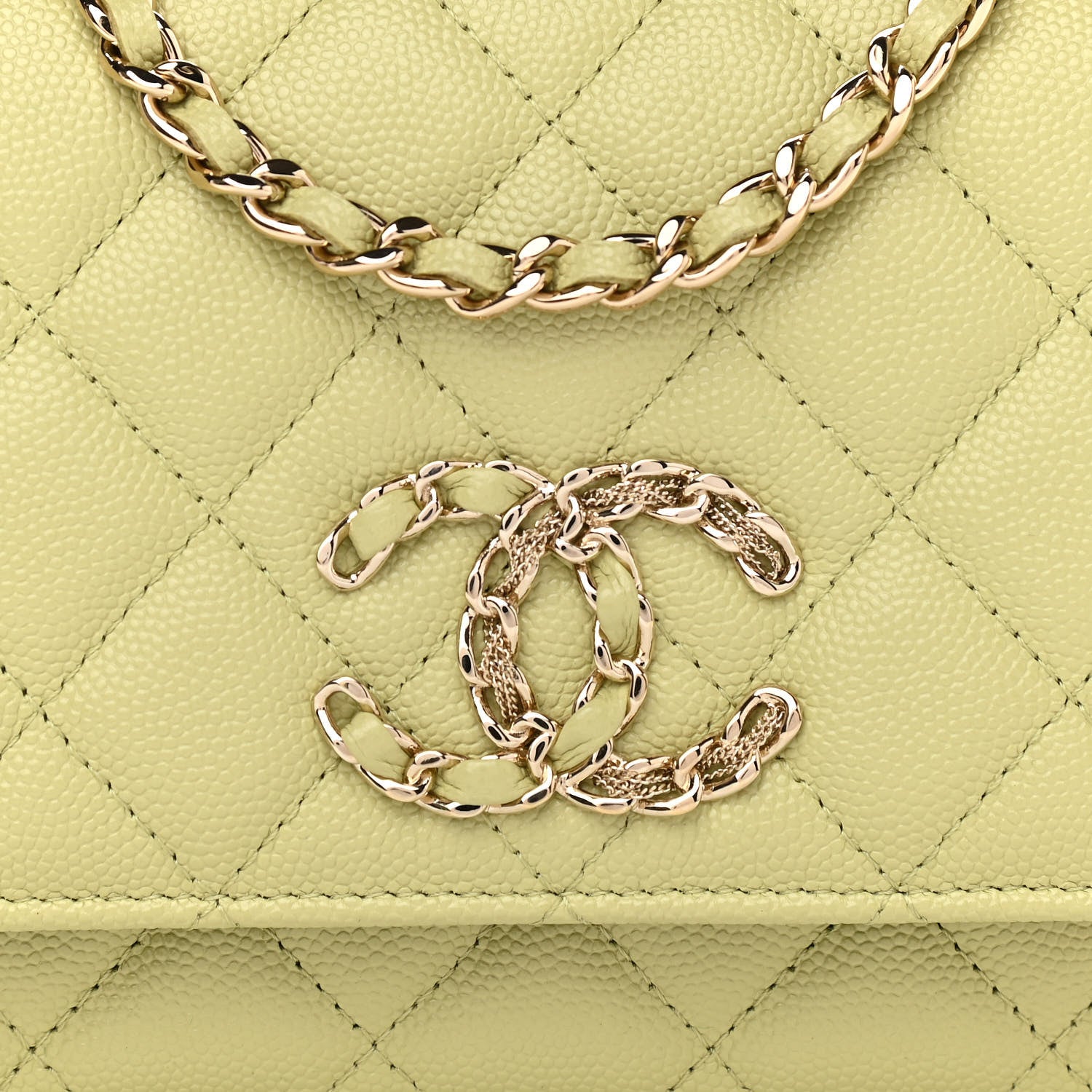 Chanel Caviar Quilted French New Wave Chain CC Wallet On Chain WOC Light Green 9 of 12