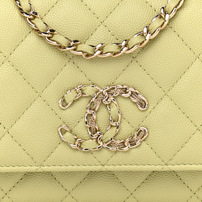 Chanel Caviar Quilted French New Wave Chain CC Wallet On Chain WOC Light Green 9 of 12