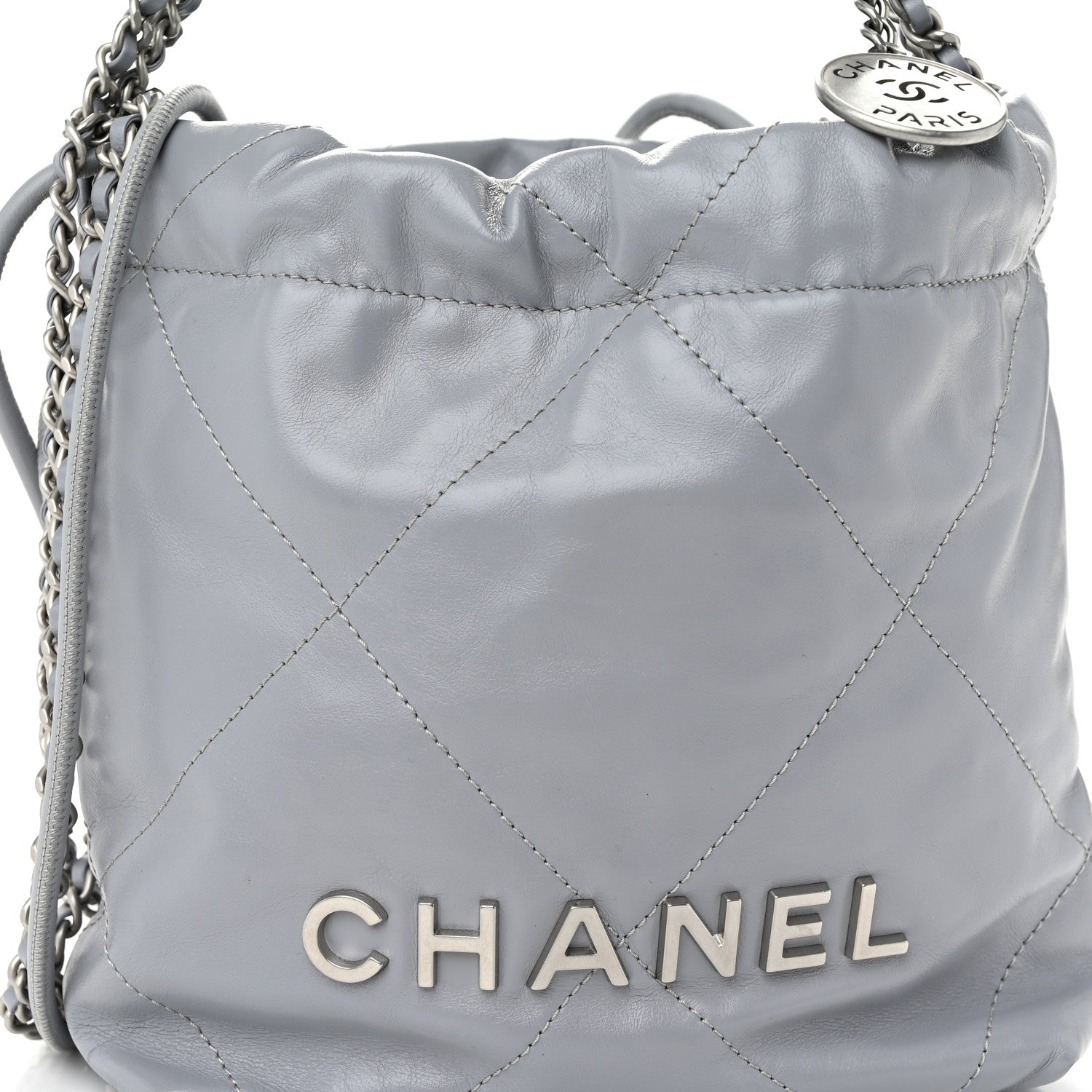 Chanel Shiny Calfskin Quilted Mini Chanel 22 Grey 8 of 11