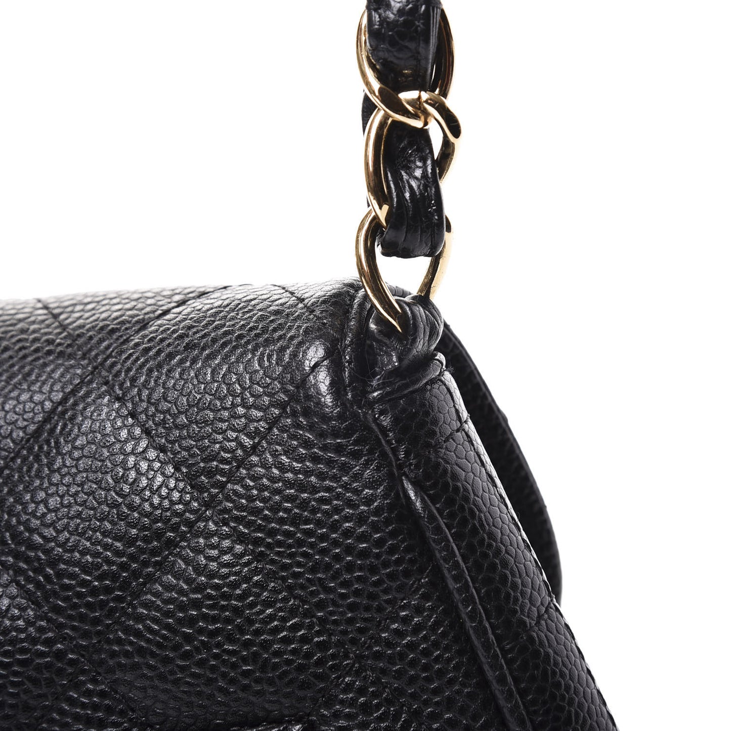 Caviar Quilted Small Flap Shoulder Bag Black