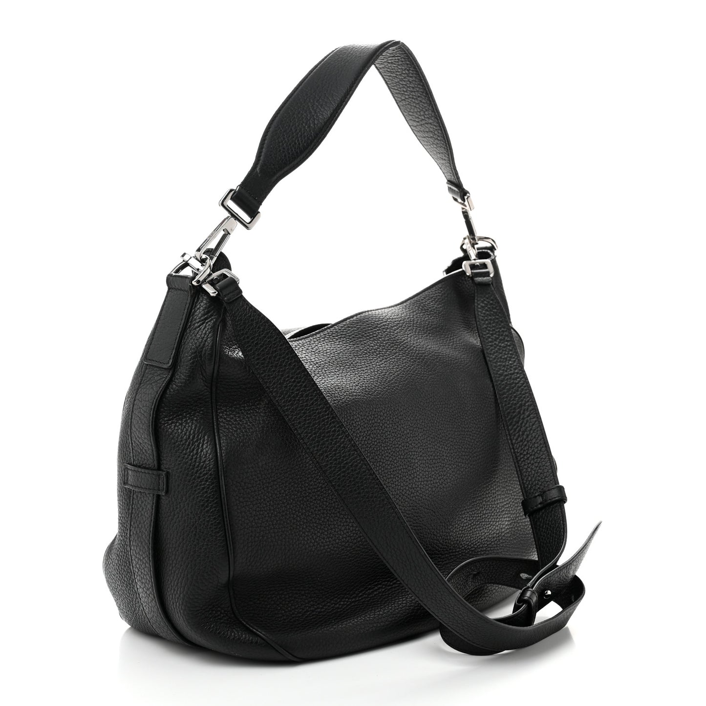 Grained Calfskin Saddle Soft Bag Black