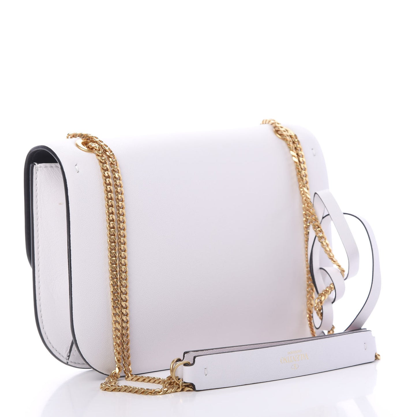 Smooth Calfskin Small VLock Shoulder Bag Bianco Ottico Rouge Pur
