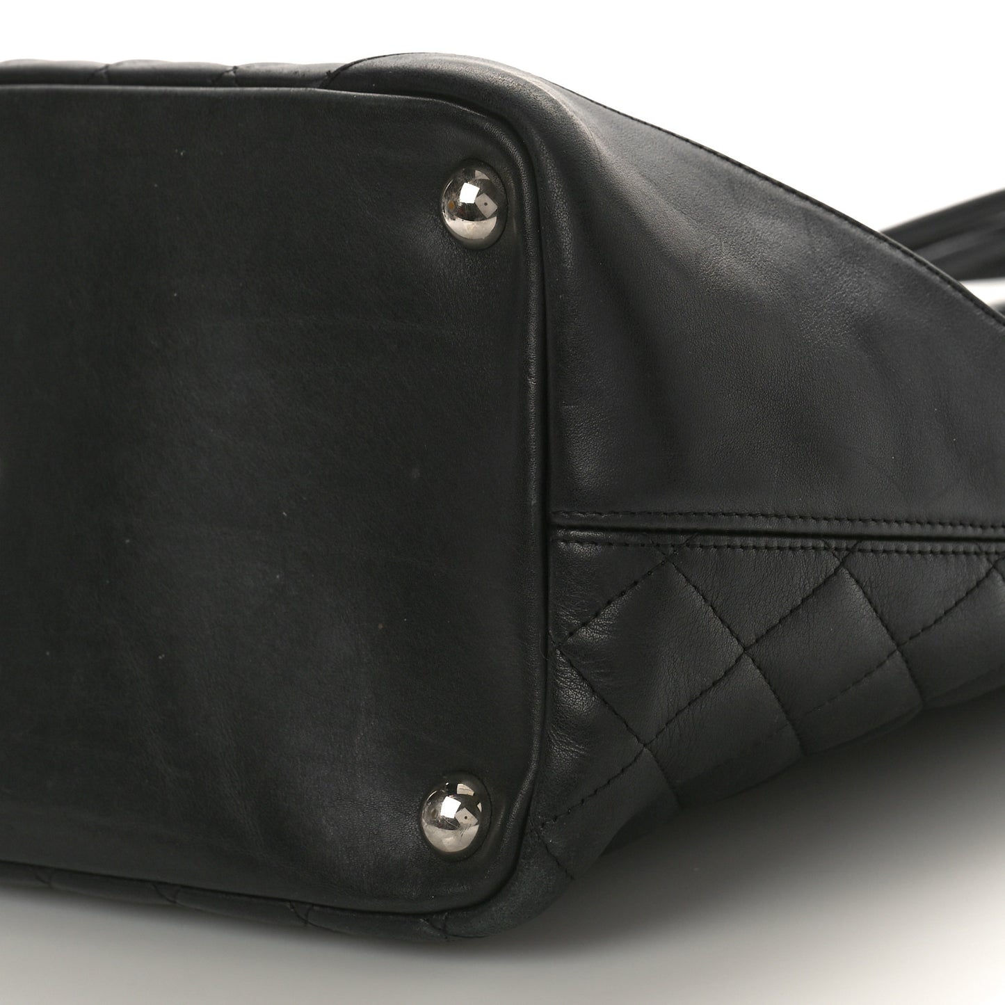 Calfskin Quilted Large Cambon Tote Black White