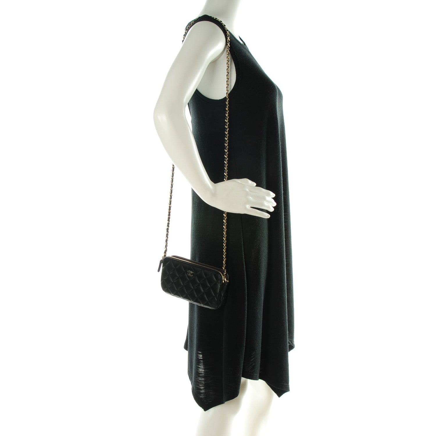 Chanel Lambskin Quilted Small Clutch With Chain Black 2 of 8