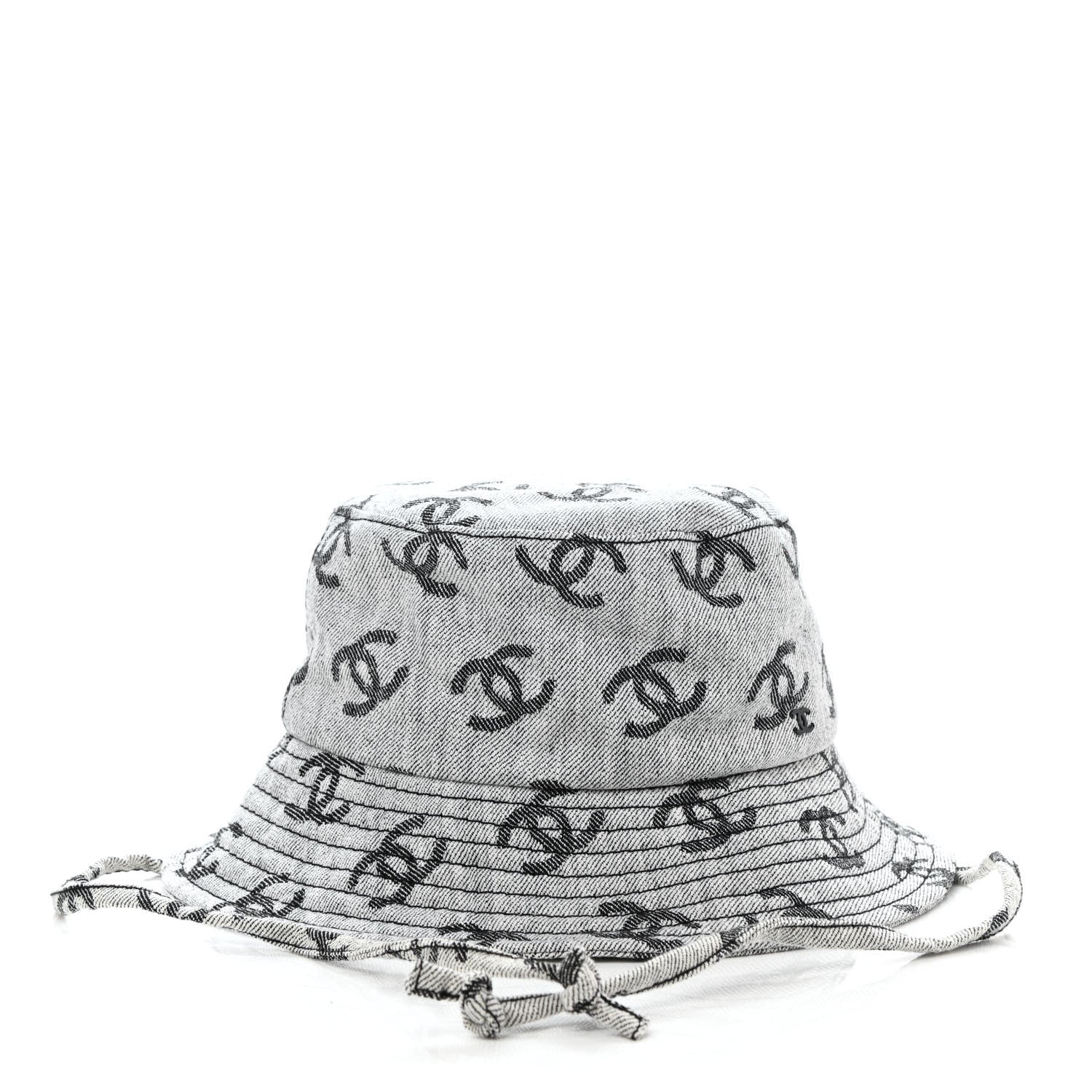 Chanel Denim CC Bucket Hat M White Black 3 of 8