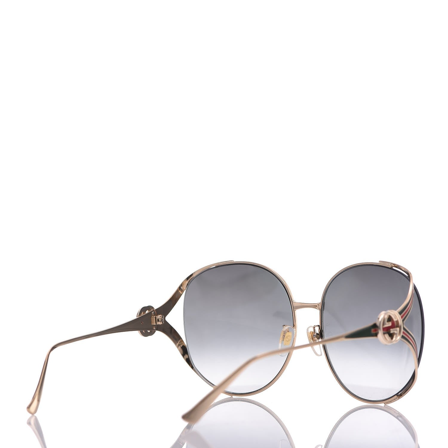 Gucci Metal Oversized Round Frame GG0225S Sunglasses Silver 4 of 8