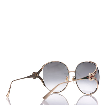 Gucci Metal Oversized Round Frame GG0225S Sunglasses Silver 4 of 8