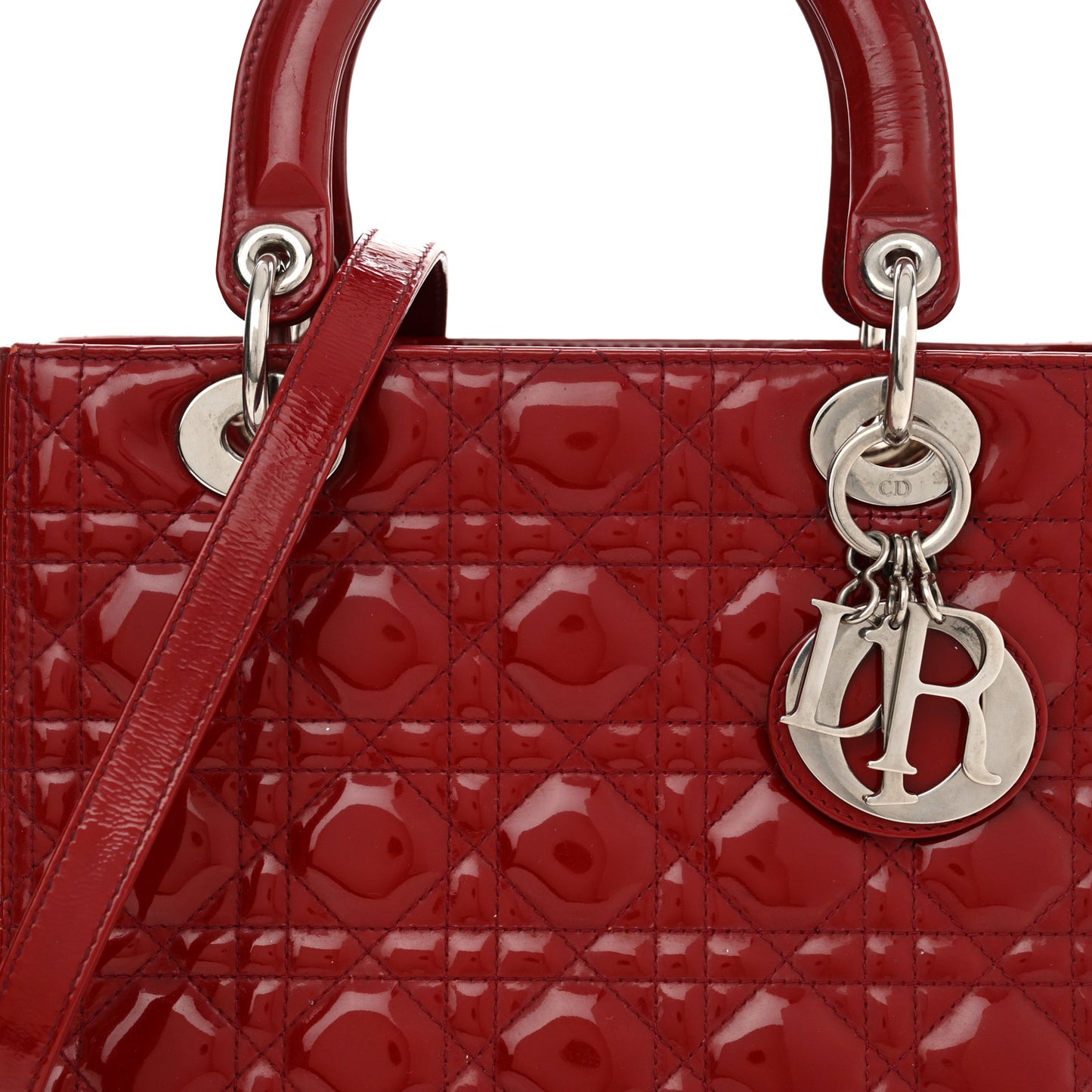 Patent Cannage Medium Lady Dior Red