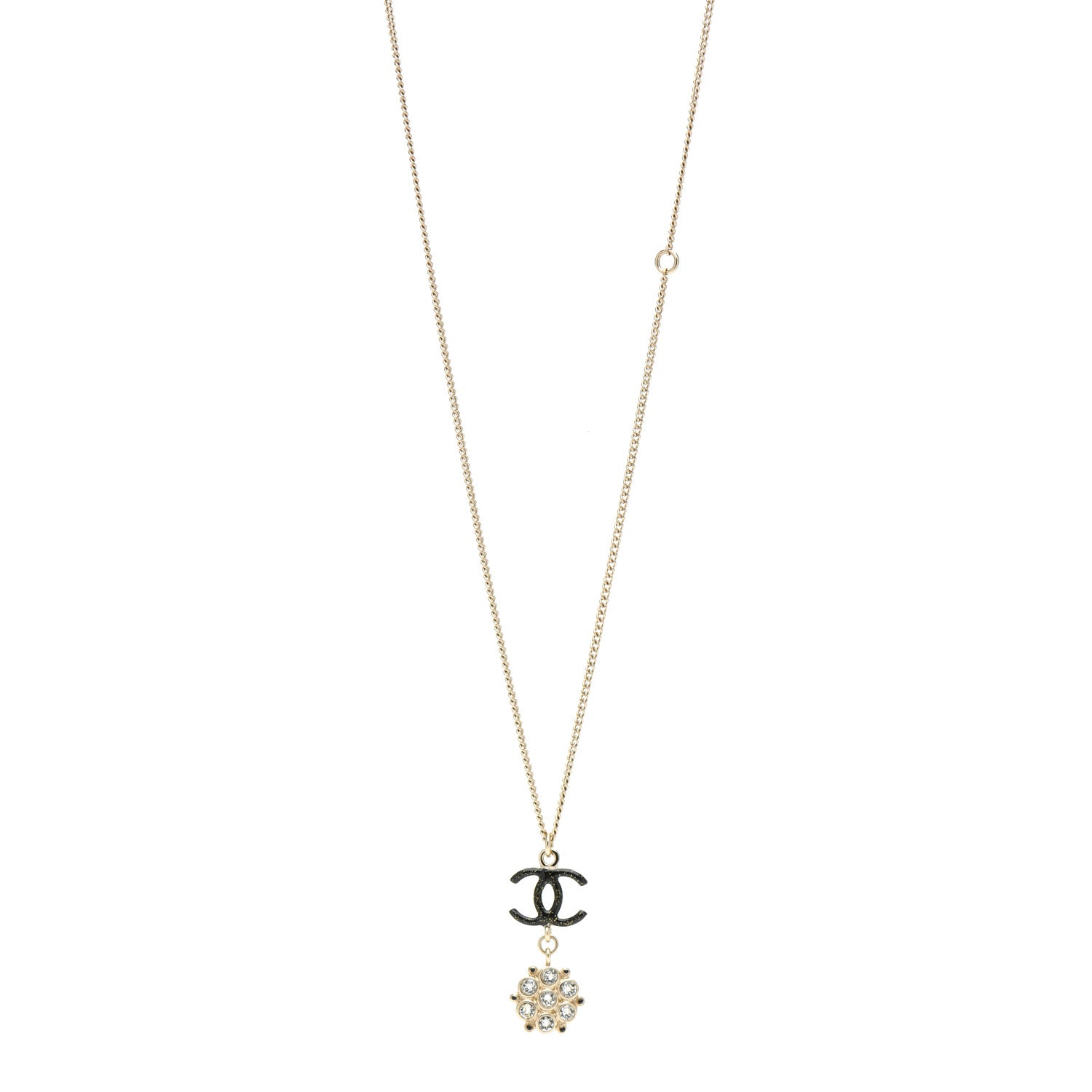 Chanel Crystal Enamel CC Pendant Necklace Gold 1 of 4