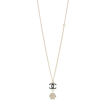 Chanel Crystal Enamel CC Pendant Necklace Gold 1 of 4