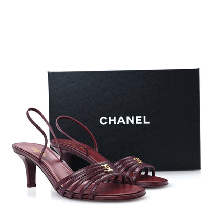 Chanel Goatskin CC Caged Sandals 39 Burgundy 9 of 9
