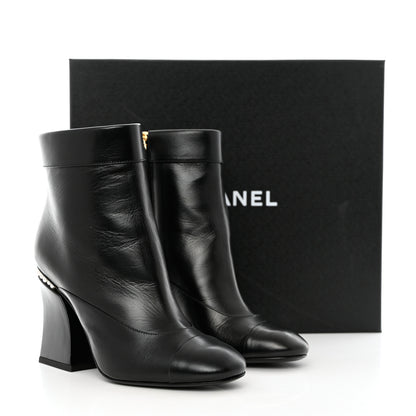 Chanel Goatskin Pearl Cap Toe Boots 36.5 Black 6 of 9