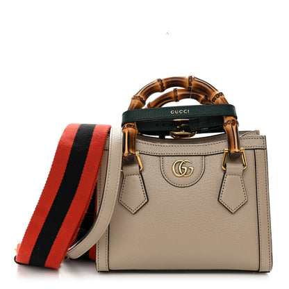 Gucci Textured Dollar Calfskin Web Mini Diana Tote Bag Oatmeal Vintage Green 1 of 10