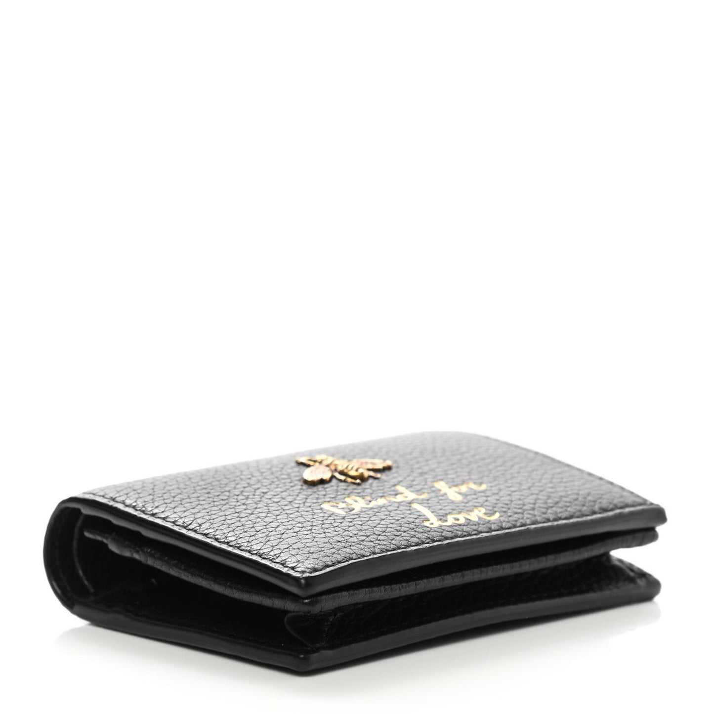 Pebbled Calfskin Animalier Card Case Black