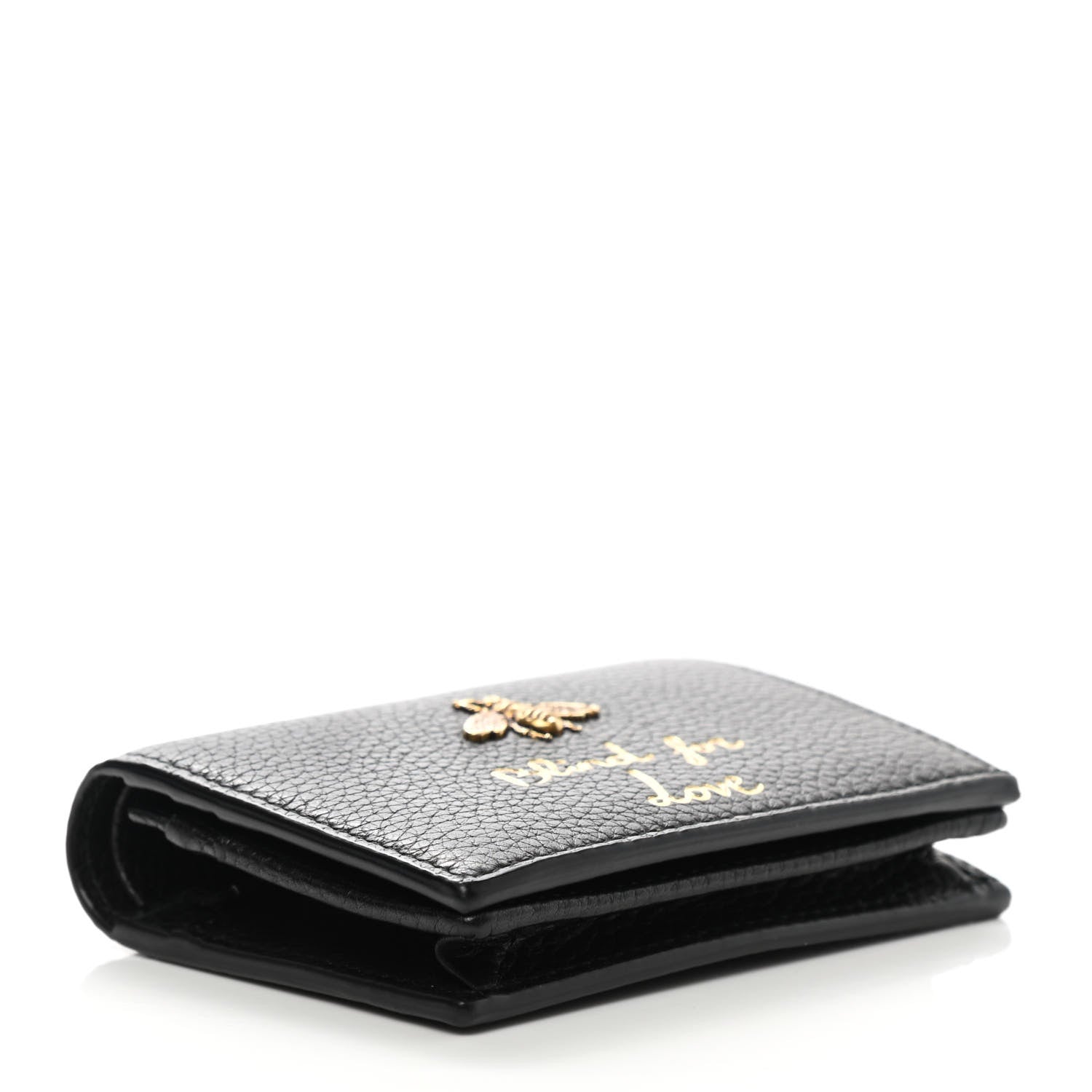 Gucci Pebbled Calfskin Animalier Card Case Black 4 of 9
