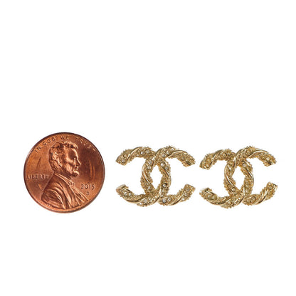Chanel Crystal Twisted CC Earrings Gold 2 of 5