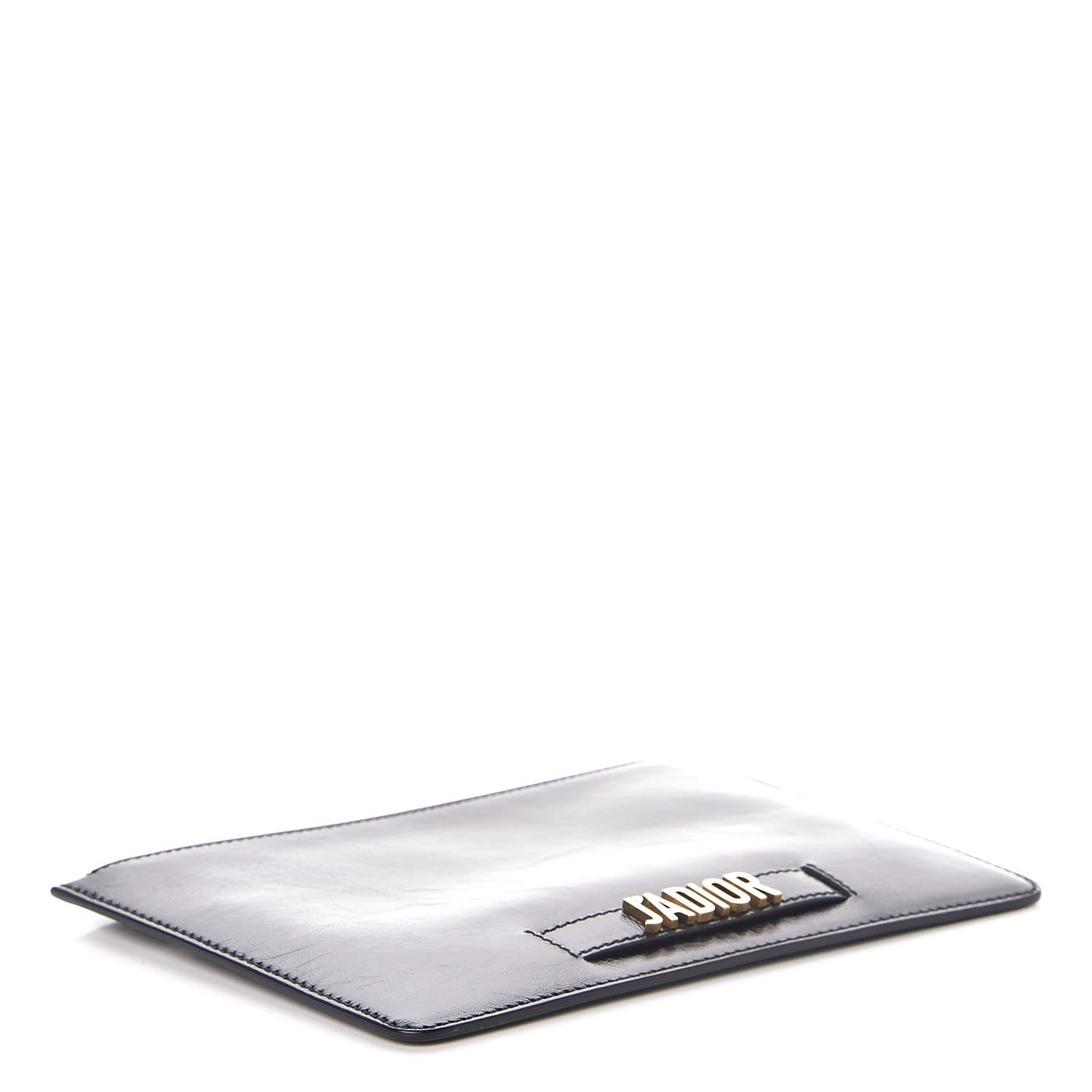 Crinkled Calfskin J'Adior Flat Clutch Black
