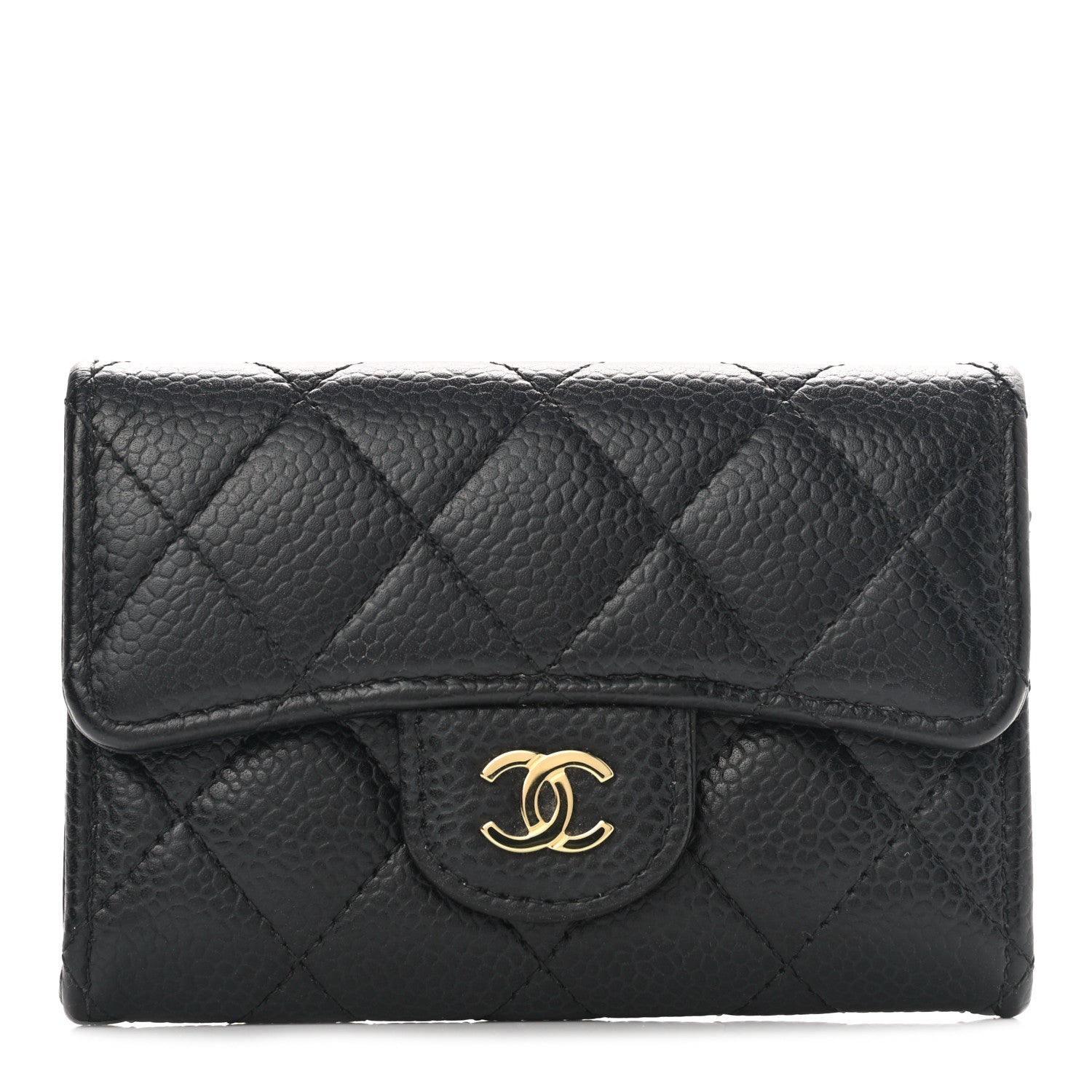 Chanel Caviar Quilted Flap Card Holder Wallet Black 1 of 9