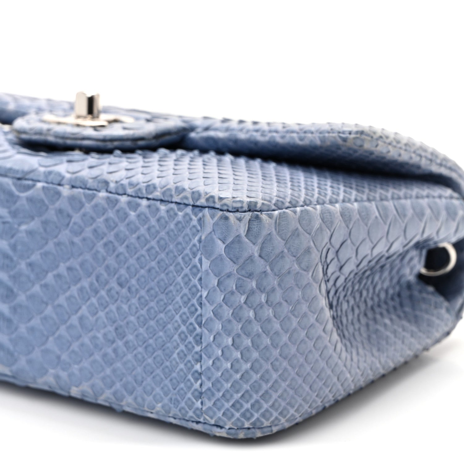 Chanel Snakeskin Mini Rectangular Flap Blue 10 of 11