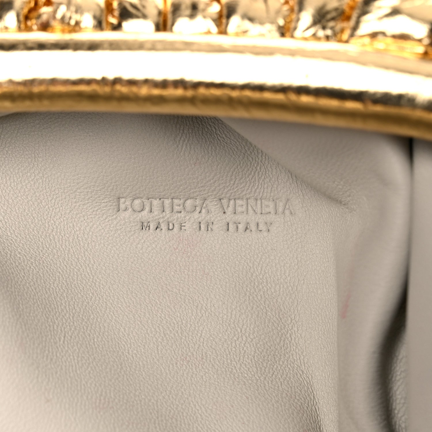 Bottega Veneta Metallic Crinkled Lambskin The Mini Pouch Oro 6 of 12