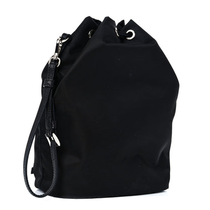 Prada Saffiano Tessuto Nylon Vela Lettering Bucket Wristlet Black 3 of 8