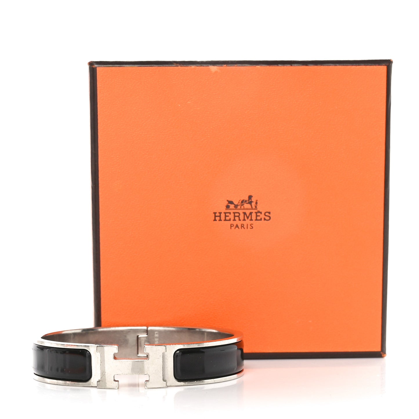 Enamel Narrow Clic Clac H Bracelet PM Black