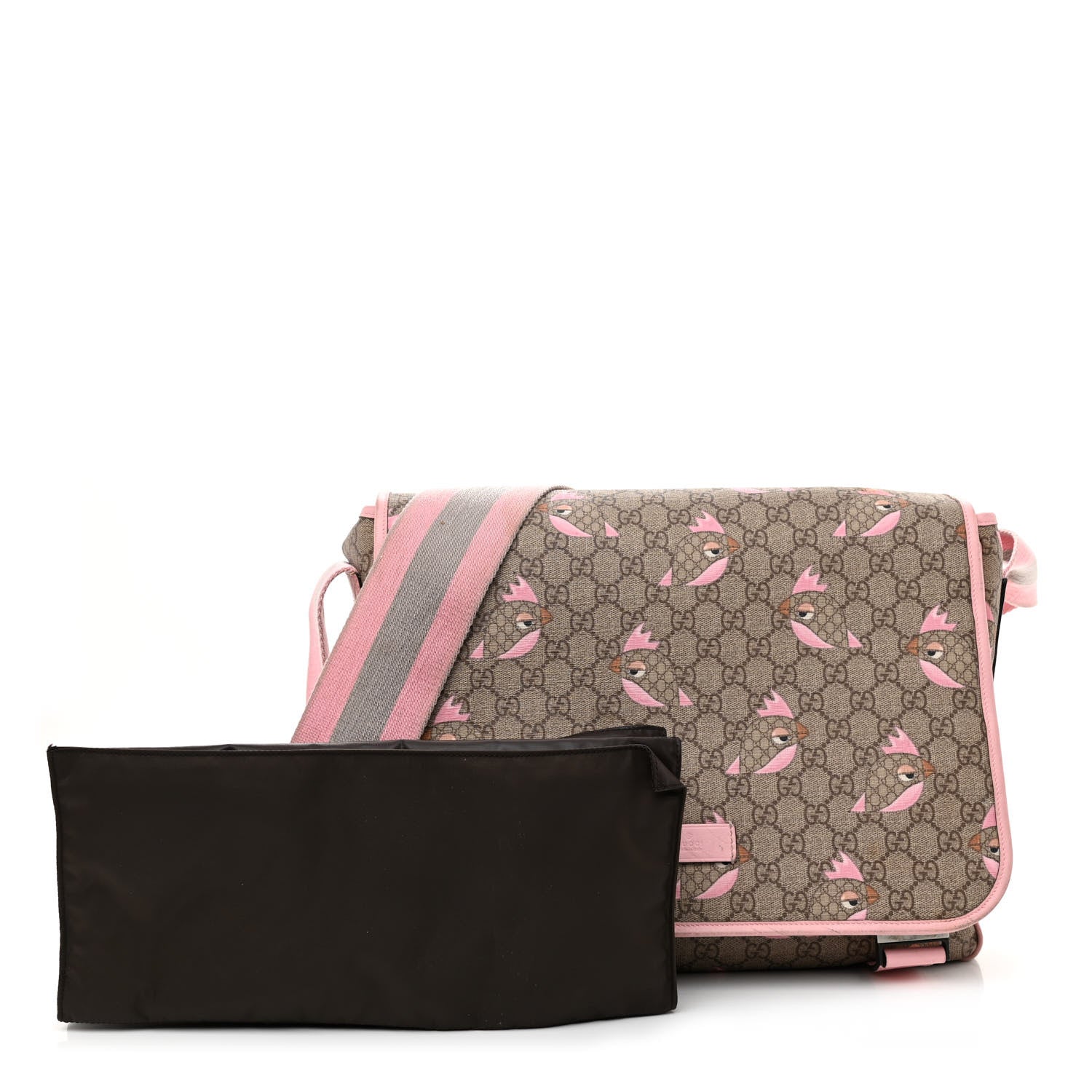 Gucci GG Supreme Monogram Zoo Birds Messenger Print Diaper Bag Pink 1 of 11