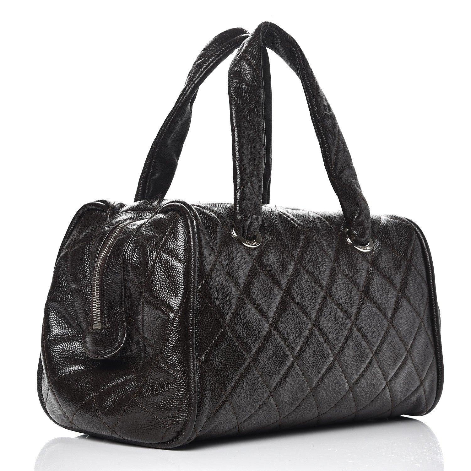 Chanel Caviar Quilted CC Timeless Bowler Brown 3 of 11