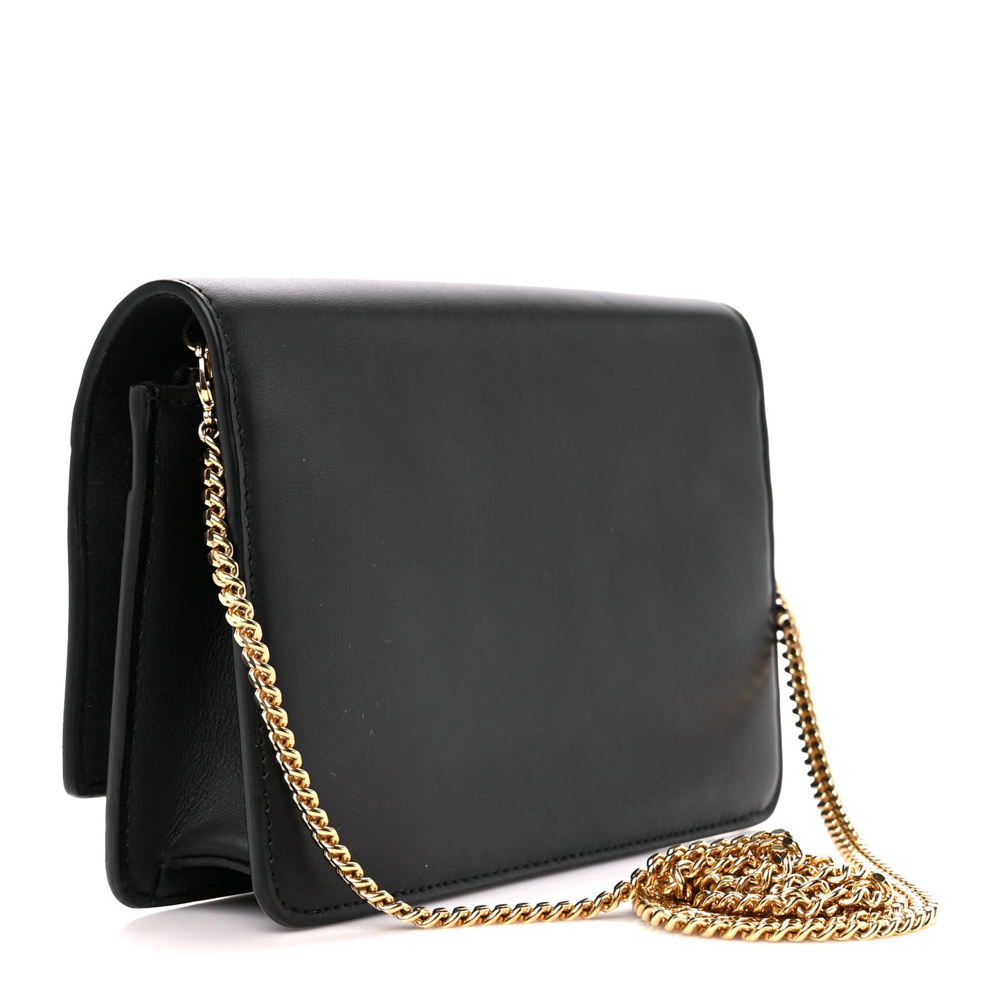 Vitello Century Eyebrow Monster Eyes Embossed Tube Wallet On Chain Black