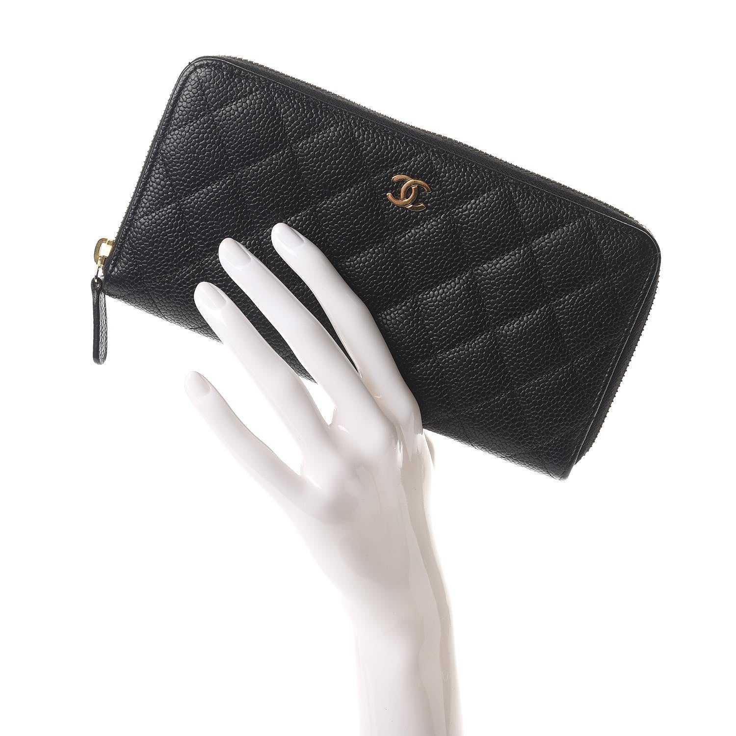 Chanel Caviar Quilted Large Gusset Zip Around Wallet Black 2 of 8