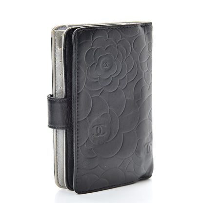 Chanel Lambskin Camellia Embossed Zipped Pocket Wallet Black 3 of 19