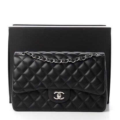 Chanel Lambskin Quilted Jumbo Double Flap Black 11 of 12