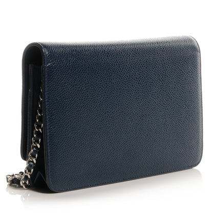 Chanel Caviar Timeless CC Wallet on Chain WOC Navy Blue 3 of 8