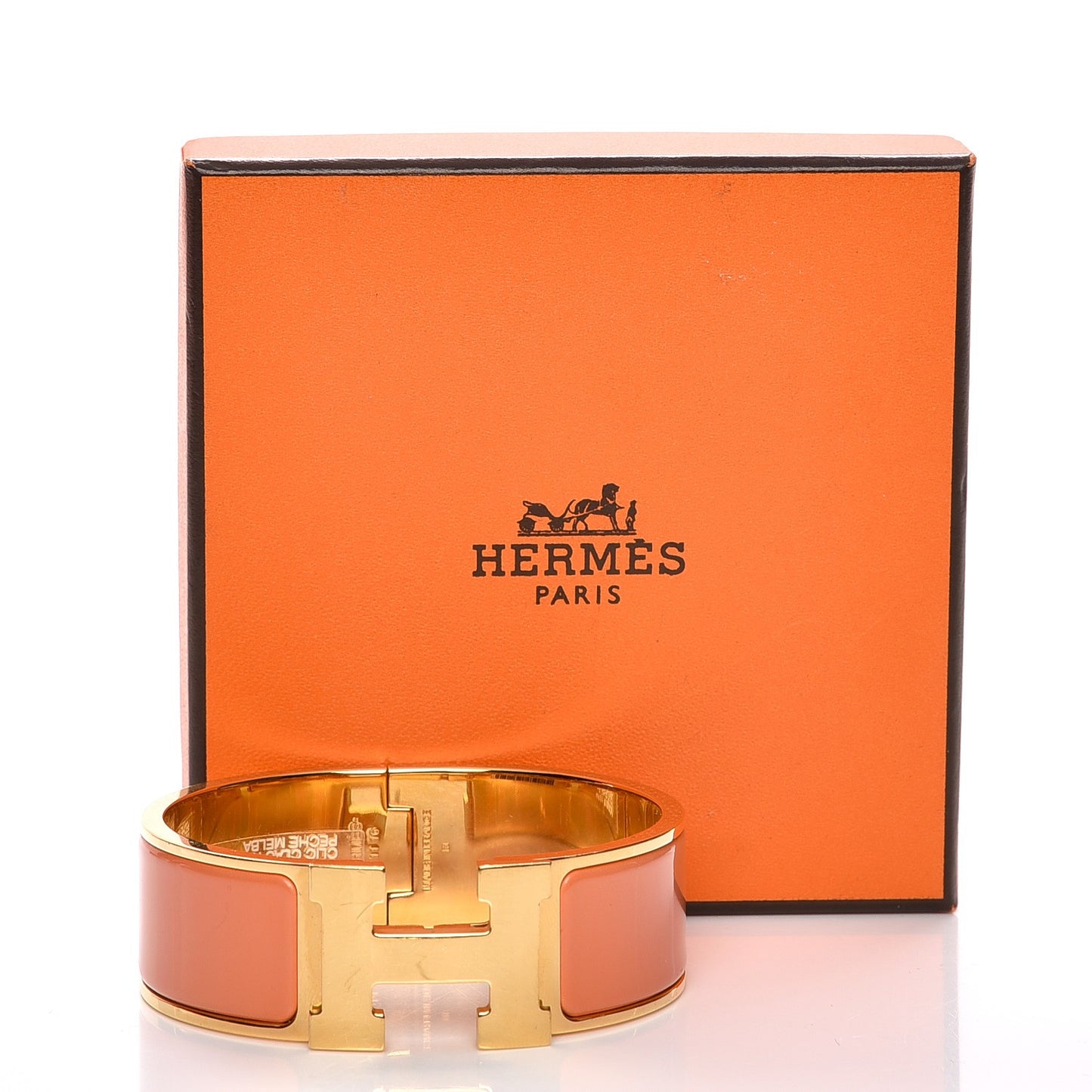 Enamel Wide Clic Clac H Bracelet PM Peach Melba