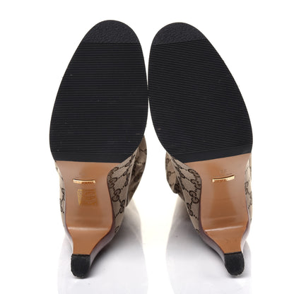 Gucci Monogram Lisa Mid Heel Boots 38 Beige Ebony 5 of 12