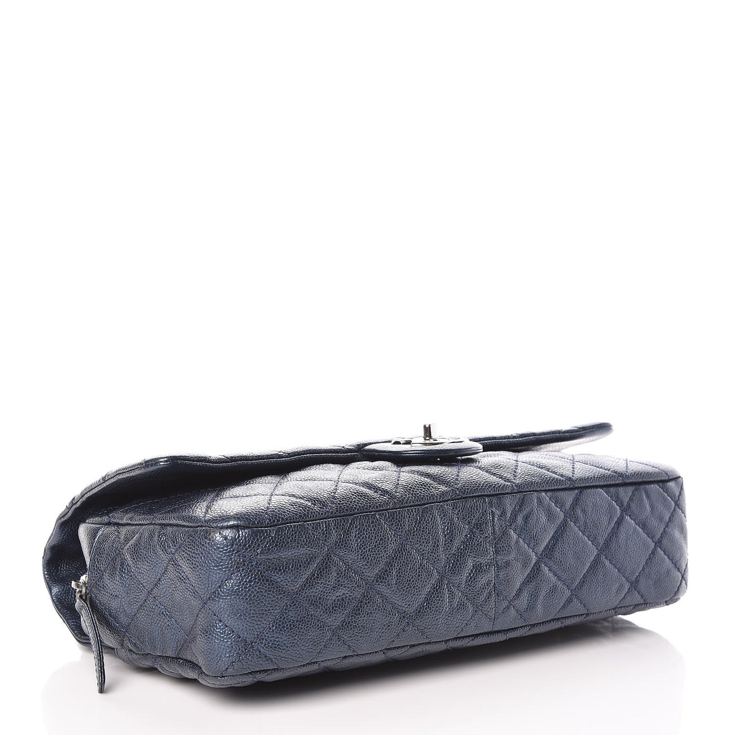 Iridescent Caviar Quilted Large Chic Flap Blue